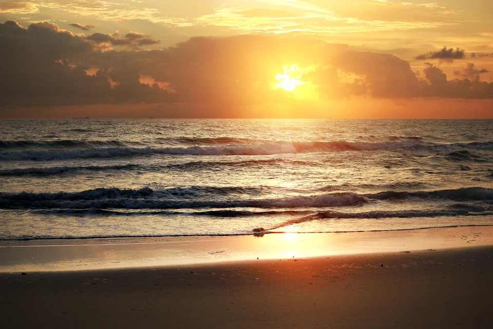 Sunrise over the surf at Maroochydore Beach